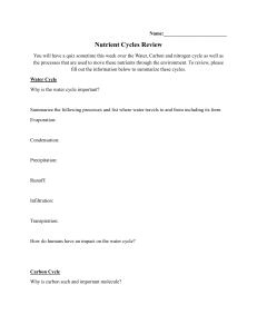 Nutrient Cycles Review Worksheet