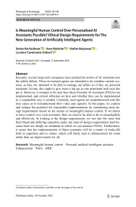 Meaningful Human Control Over Personalised AI Assistants: Ethical Design