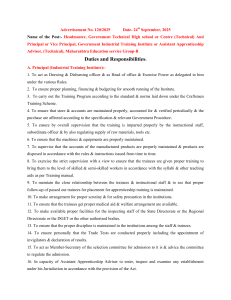 Headmaster, Principal, Vice Principal, Apprenticeship Advisor Duties