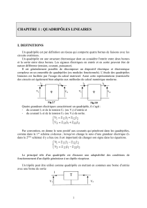 Chapitre 1 : Quadrip&ocirc;les Lin&eacute;aires - Cours d'&Eacute;lectrotechnique