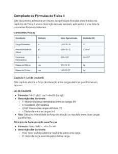 F&oacute;rmulas de F&iacute;sica II: Coulomb, Campos El&eacute;tricos, Circuitos