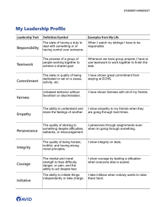 My Leadership Profile: Student Handout on Key Leadership Traits