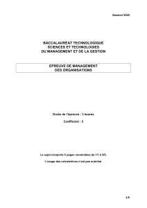 Management des organisations - TOMPLAYER - Sujet