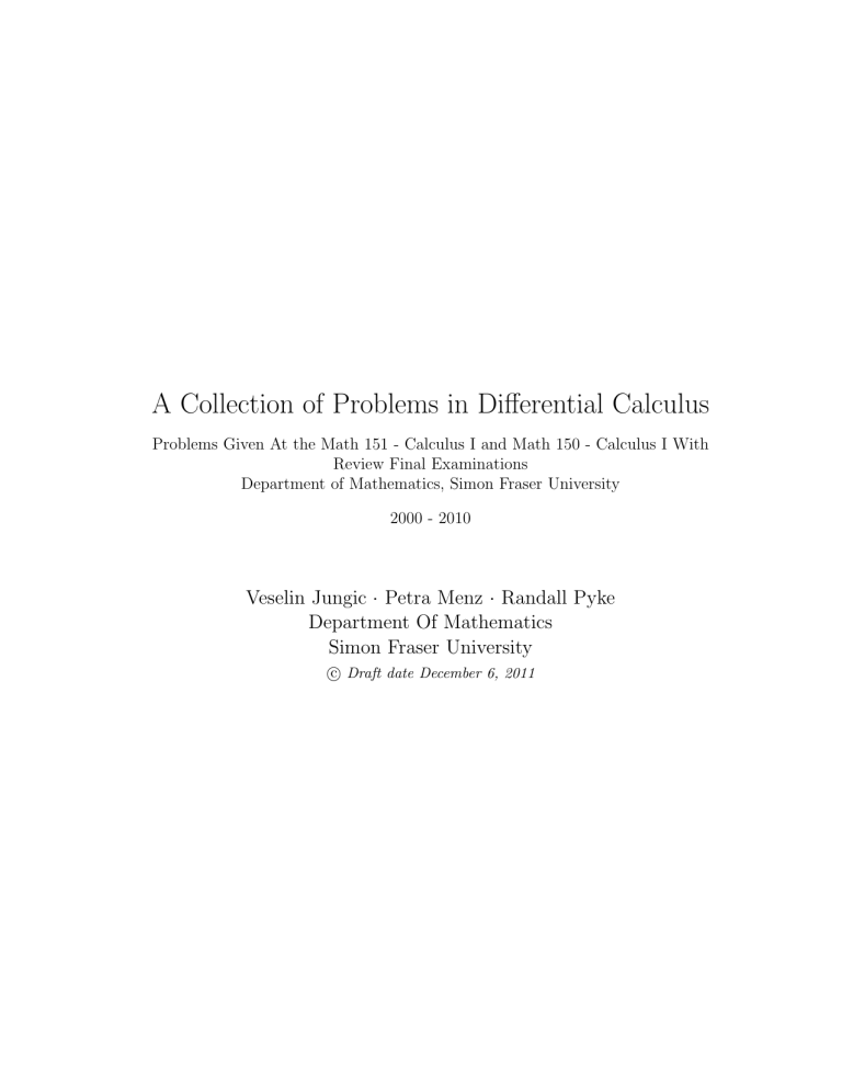 problems and solutions for calculus 1