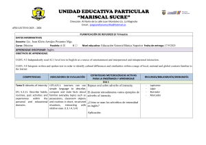 Plan de refuerzo Ingles 3ro BGU - II Semana examen