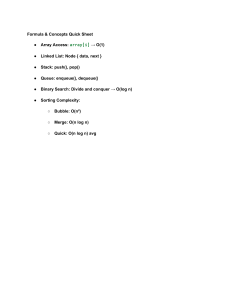 Data Structures & Algorithms Quick Sheet: Complexity & Concepts