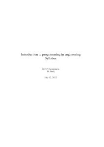Introduction to Programming in Engineering Syllabus