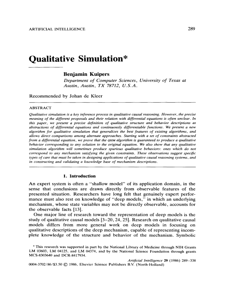 Qualitative Simulation: A Key Inference Process in AI Causal Reasoning