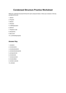 Condensed Structural Formula Practice Worksheet