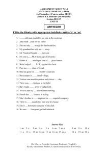 Assignment Sheet No.1: English Articles