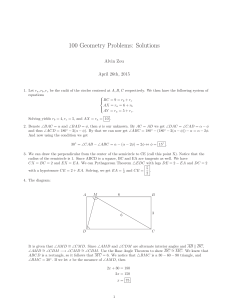 100 Geometry Problems: Solutions - High School & Early College Math