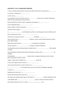High Note 3 Unit 1 Vocabulary Exercises