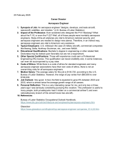 Aerospace Engineer Career Dossier: Job Outlook, Salary & Qualifications