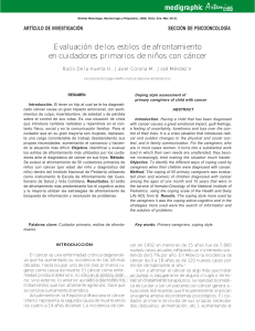 Evaluaci&oacute;n de estilos de afrontamiento en cuidadores de ni&ntilde;os con c&aacute;ncer