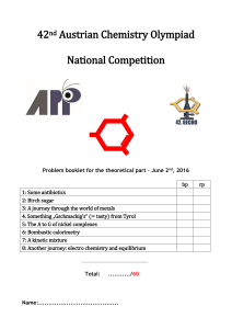 42nd Austrian Chemistry Olympiad 2016: Theoretical Chemistry Problems