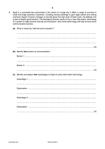 Business Studies Exam Question: Internal Communication & IT (2015)