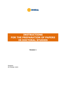 Doctoral Studies Paper Preparation: DOBA Business School Guidelines