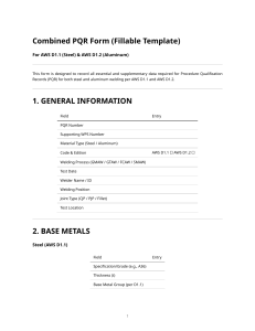Combined PQR Form Template for AWS D1.1 (Steel) & D1.2 (Aluminum)