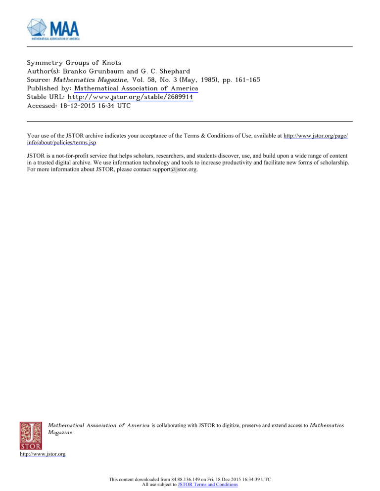 View of Symmetry Groups of Knots: A Mathematical Analysis