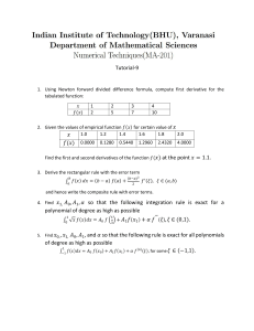 Numerical Techniques Tutorial 9: Derivatives & Integration Problems