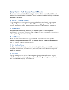 Financial Markets Study Notes: Stocks, Bonds, & More