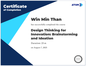 Design Thinking Certificate: Win Min Than Completion