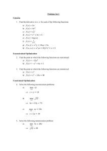 Calculus and Optimization Problem Set
