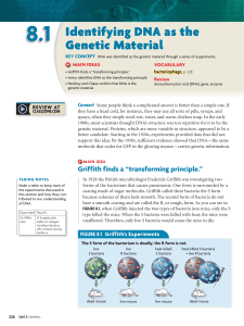 Identifying DNA as Genetic Material: Griffith, Avery, Hershey-Chase Experiments
