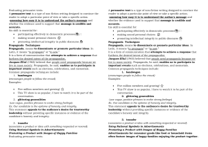 Evaluating Persuasive Texts & Propaganda Techniques | Study Guide