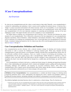 Case Conceptualizations in Counseling & Psychotherapy: An Overview