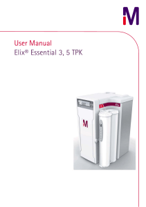 Elix Essential 3, 5 TPK Water Purification System User Manual