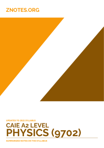 CAIE A2 Level Physics (9702) Summarized Notes - 2022 Syllabus