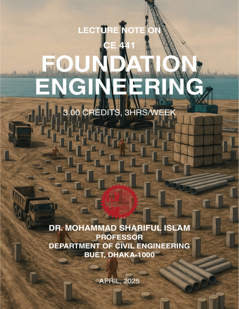 CE 441 Foundation Engineering Lecture Note | BUET Geotechnical Guide