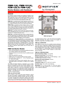 Notifier Monitor Modules Datasheet: FMM-1, FMM-101, FZM-1, FDM-1