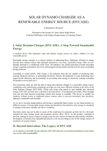 Solar Dynamo Charger (DYCASE): Sustainable Renewable Energy Research