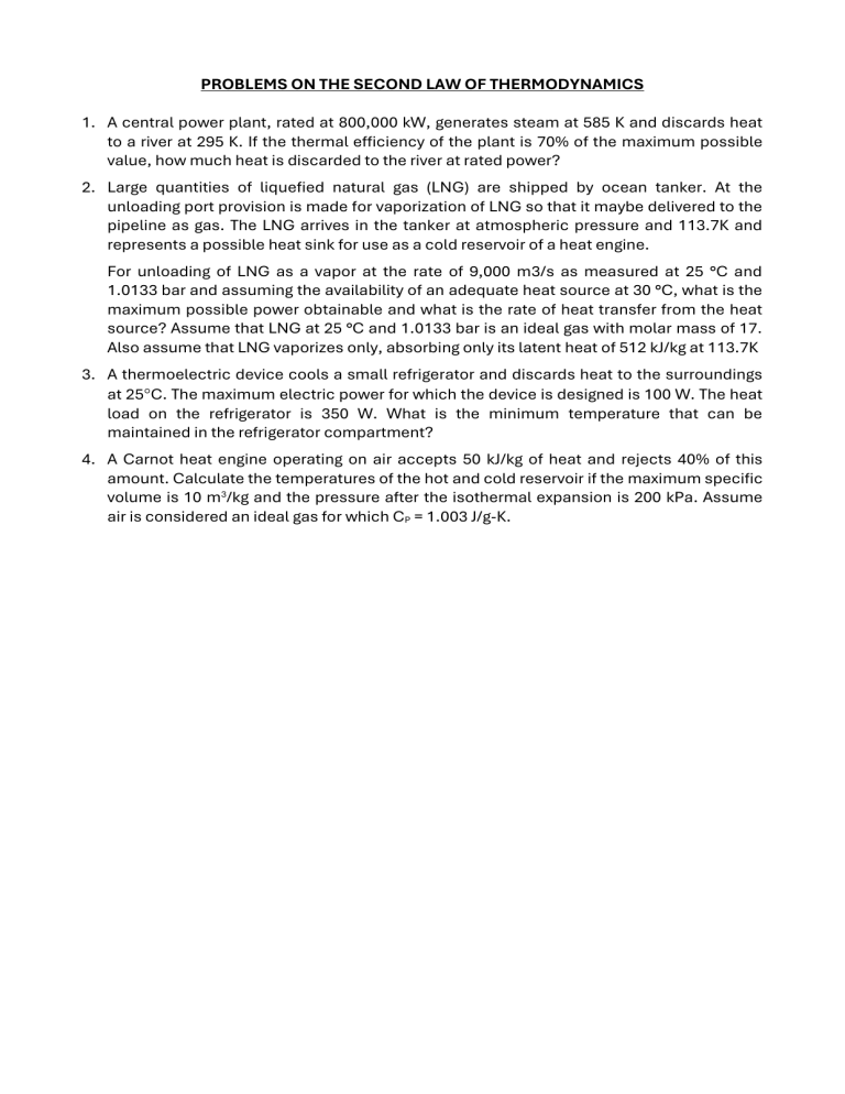 Thermodynamics Problems: Second Law Applications & Calculations