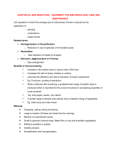 Food Processing Size Reduction: Equipment, Theory & Maintenance