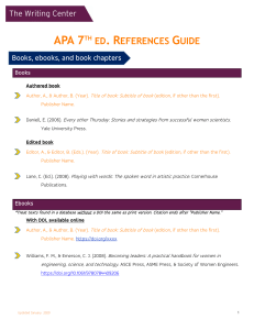 APA 7th Edition References Guide: Books, Ebooks, Articles & More