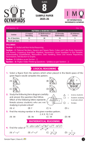 SOF IMO Class 8 Sample Paper 2025-26 | Mathematics Olympiad