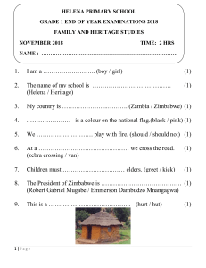 Helena Primary School Grade 1 End of Year Exam 2018