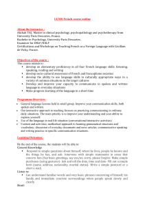 LUMS French Course Outline: Beginner Level