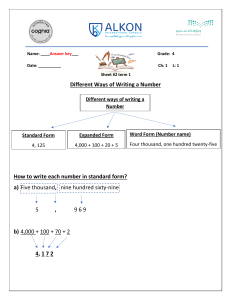 Number Forms Worksheet: Standard, Expanded, Word (Grade 4)