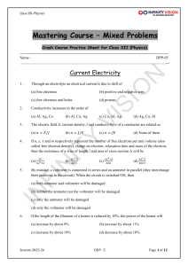 Class XII Physics: Current Electricity Practice Sheet