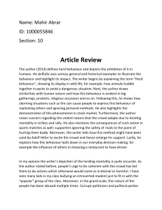 Herd Behavior: An Article Review by Mahir Abrar