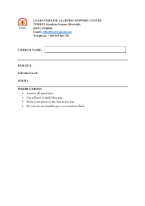 Biology Worksheet: Form 1 - Living Organisms & Classification
