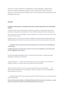 Urban Geography Student Report: Strengths & Targets