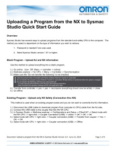 Sysmac Studio: Upload NX Program Quick Start Guide