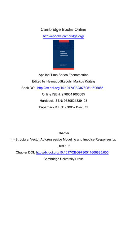 Structural VAR Modeling & Impulse Responses in Applied Econometrics