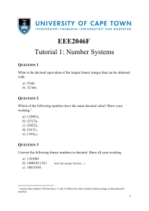 EEE2046F Tutorial 1: Number Systems & Logic Circuits - University of Cape Town