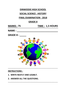 Grade 8 History Final Exam 2018 - Berlin Conference & WWI